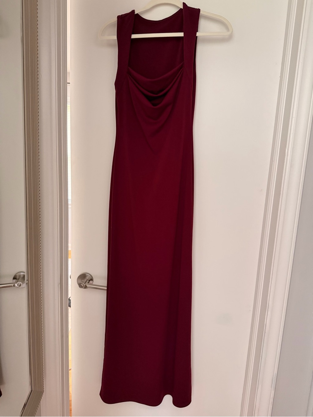 Sleeveless Cowl Neck Maxi Dress in Deep Wine
